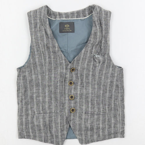 NEXT Boys Grey Striped Jacket Waistcoat Size 7 Years Button