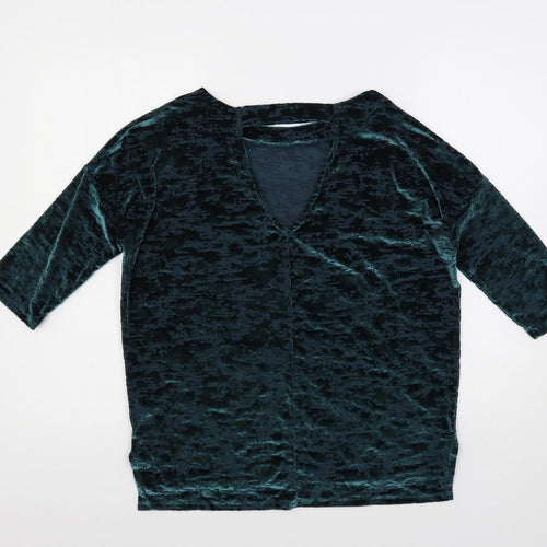 NEXT Womens Green Geometric Polyester Basic Blouse Size 10 Round Neck