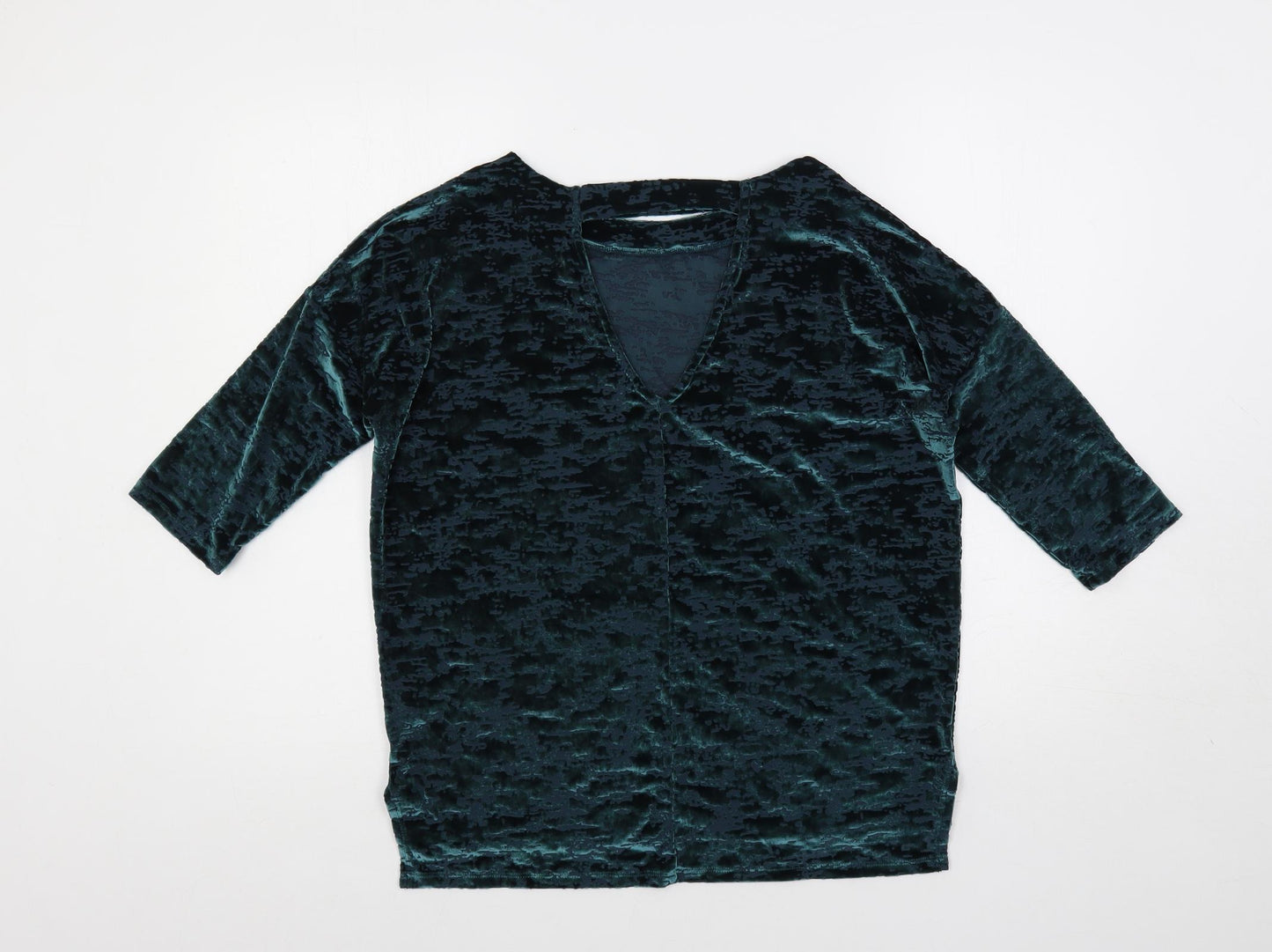 NEXT Womens Green Geometric Polyester Basic Blouse Size 10 Round Neck