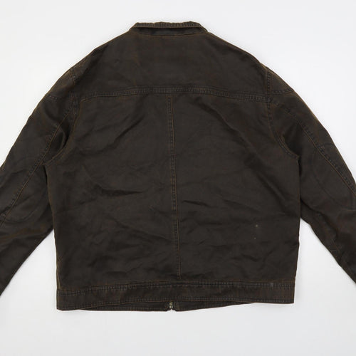 Marks and Spencer Mens Brown Biker Jacket Size XL Zip - Zipped Pockets