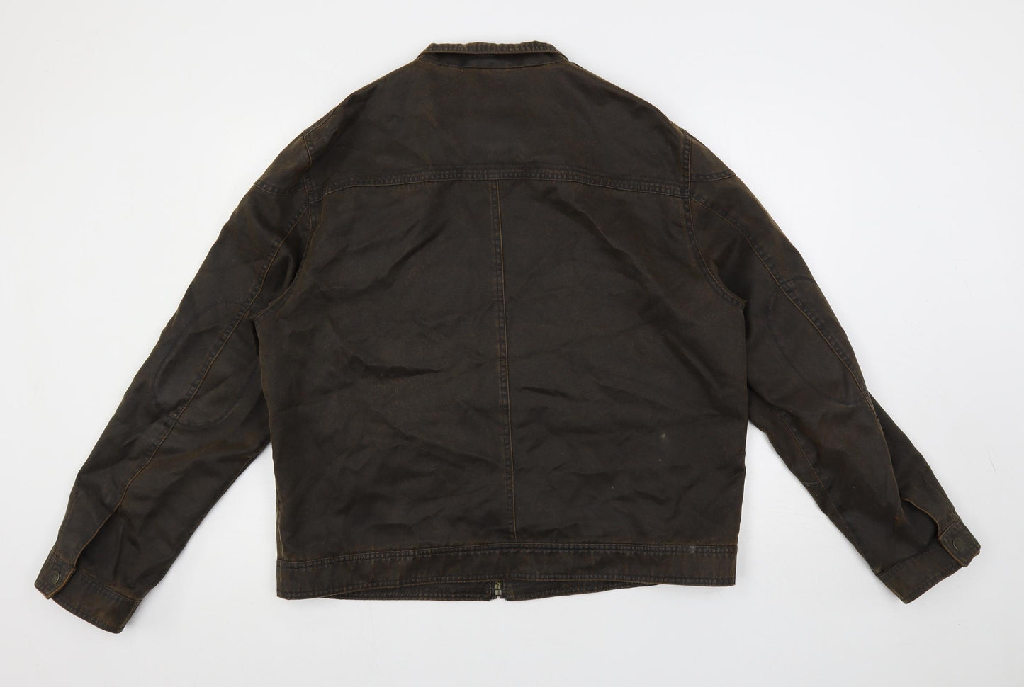 Marks and Spencer Mens Brown Biker Jacket Size XL Zip - Zipped Pockets