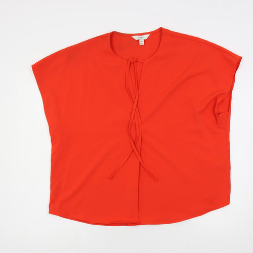 Marks and Spencer Womens Red Polyester Basic Blouse Size 12 V-Neck - Keyhole Neck