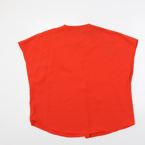 Marks and Spencer Womens Red Polyester Basic Blouse Size 12 V-Neck - Keyhole Neck