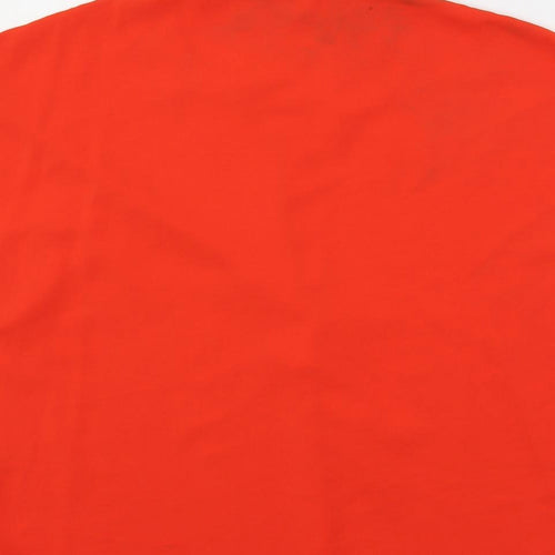 Marks and Spencer Womens Red Polyester Basic Blouse Size 12 V-Neck - Keyhole Neck