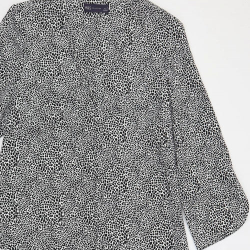 Marks and Spencer Womens Black Geometric Polyester Shift Size 8 V-Neck Pullover