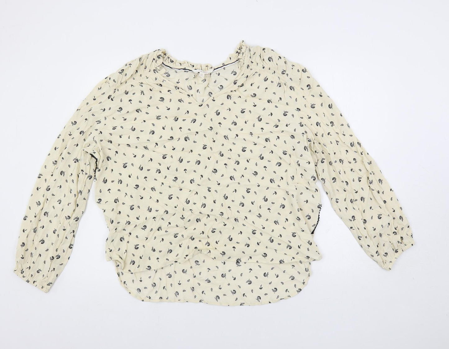 Per Una Womens Ivory Floral Viscose Basic Blouse Size 20 V-Neck