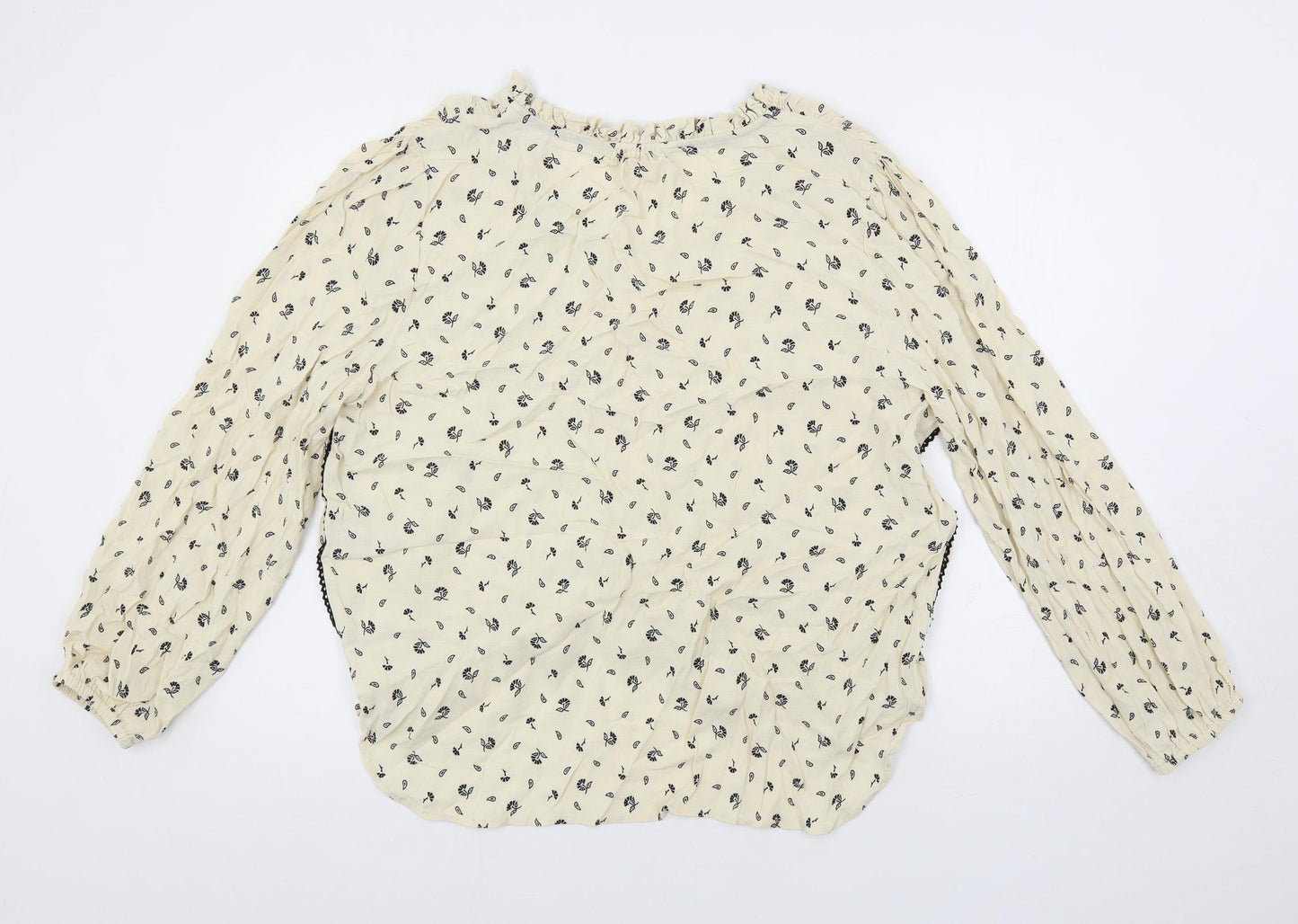 Per Una Womens Ivory Floral Viscose Basic Blouse Size 20 V-Neck