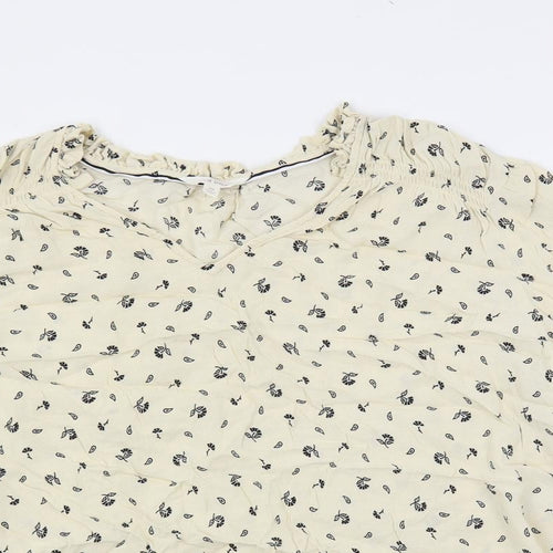 Per Una Womens Ivory Floral Viscose Basic Blouse Size 20 V-Neck