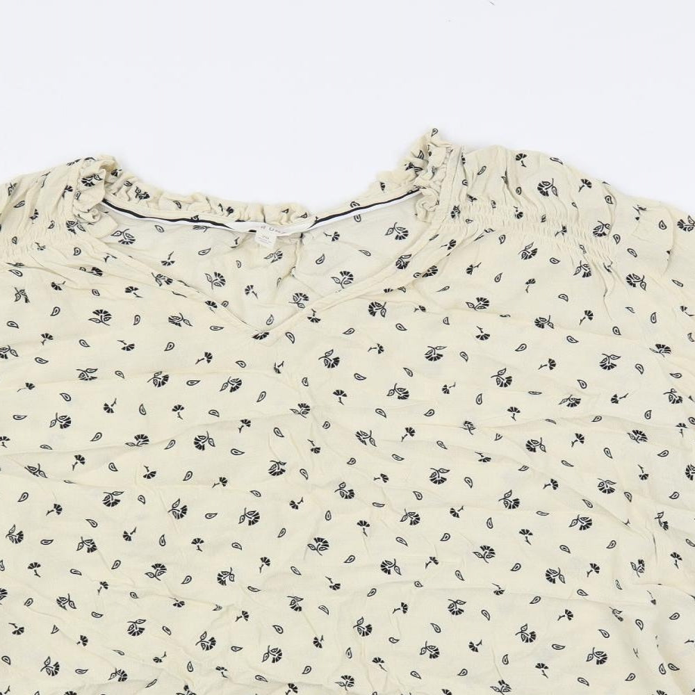 Per Una Womens Ivory Floral Viscose Basic Blouse Size 20 V-Neck