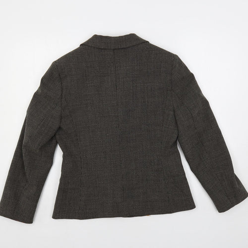 In Wear Womens Brown Geometric Jacket Blazer Size 8 Button