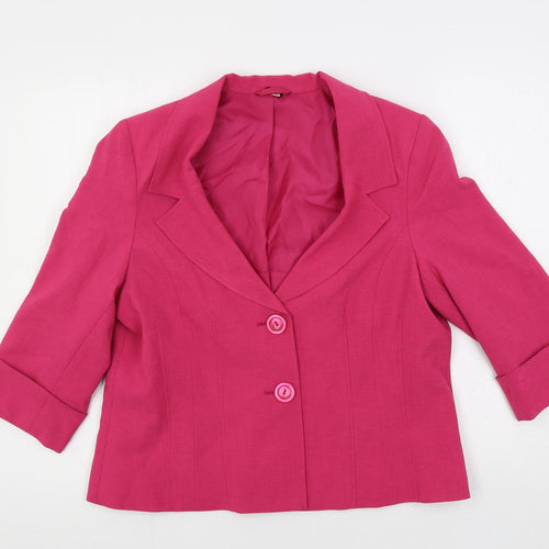EWM Womens Pink Jacket Blazer Size 14 Button