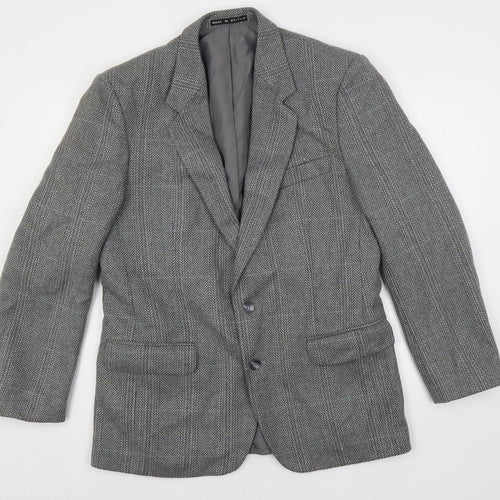 Greenwoods Mens Grey Geometric Jacket Blazer Size 40 Button