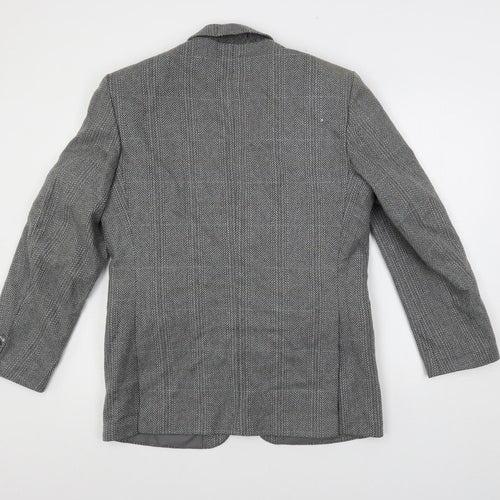 Greenwoods Mens Grey Geometric Jacket Blazer Size 40 Button