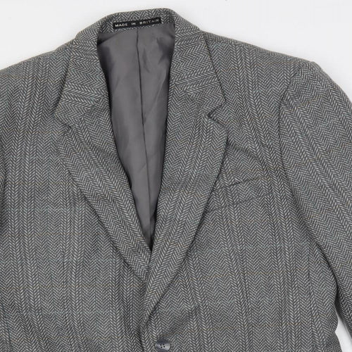 Greenwoods Mens Grey Geometric Jacket Blazer Size 40 Button