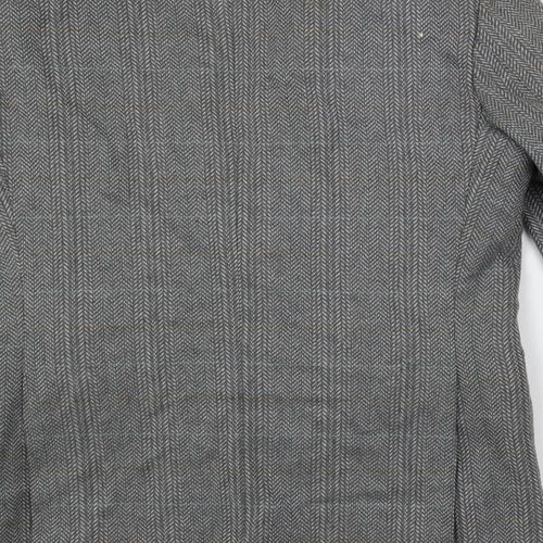 Greenwoods Mens Grey Geometric Jacket Blazer Size 40 Button