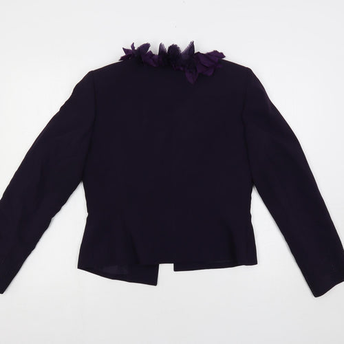 Albert Nipon Womens Purple Jacket Blazer Size 6 - Feather Detail