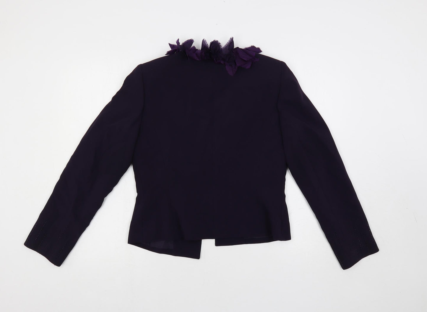 Albert Nipon Womens Purple Jacket Blazer Size 6 - Feather Detail