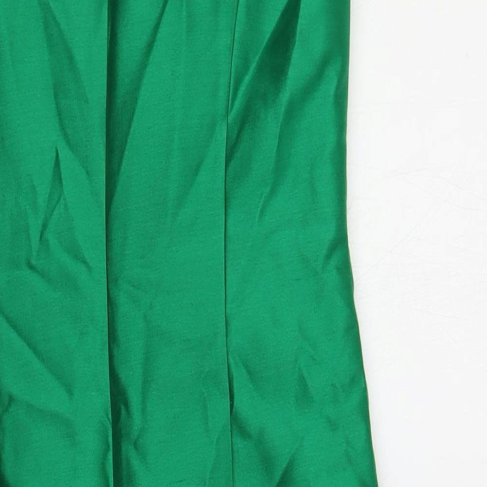 Alexon Womens Green Silk Pencil Dress Size 12 V-Neck Zip