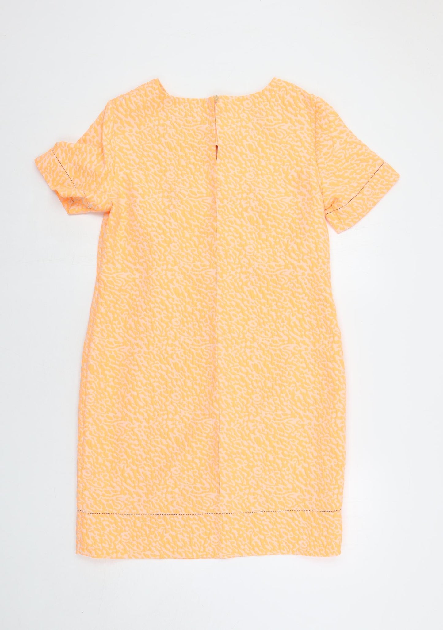 Marks and Spencer Womens Orange Animal Print Polyester Shift Size 12 Boat Neck Button