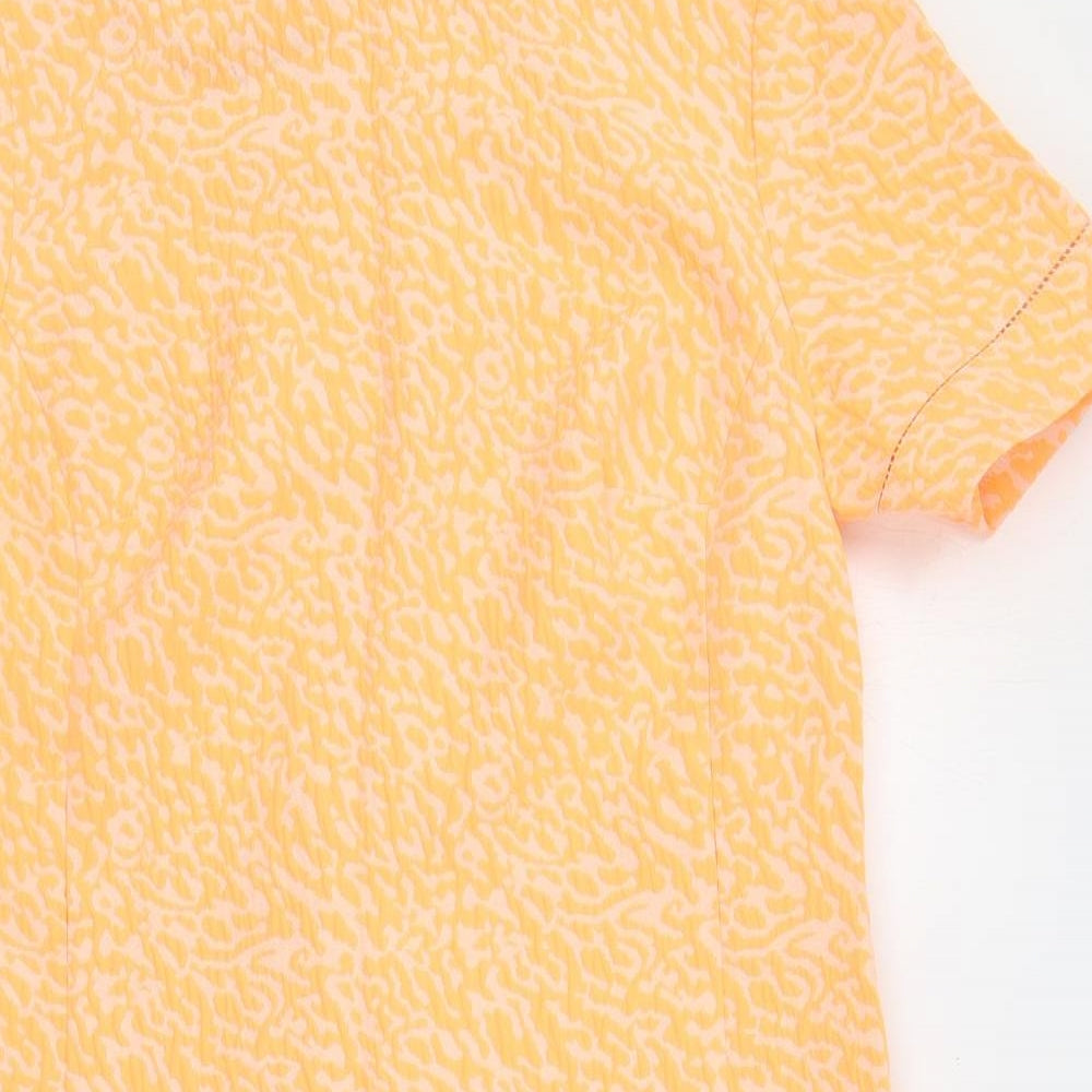 Marks and Spencer Womens Orange Animal Print Polyester Shift Size 12 Boat Neck Button
