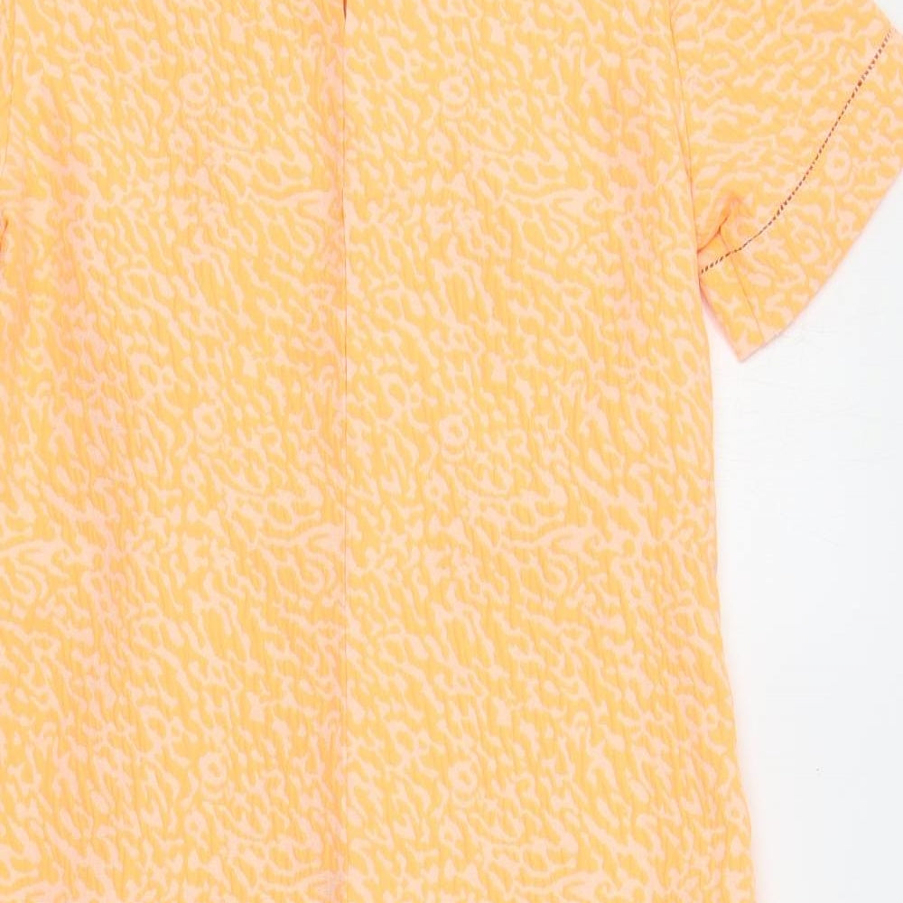 Marks and Spencer Womens Orange Animal Print Polyester Shift Size 12 Boat Neck Button