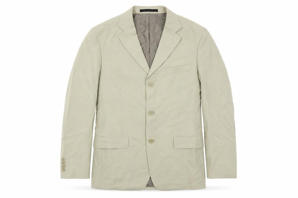 Front view of Marks & Spencer men’s beige lyocell jacket suit jacket, size 38, regular