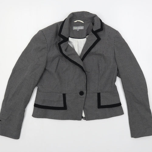 Marks and Spencer Womens Black Geometric Jacket Blazer Size 14 Button