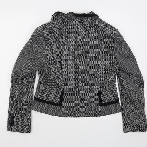 Marks and Spencer Womens Black Geometric Jacket Blazer Size 14 Button