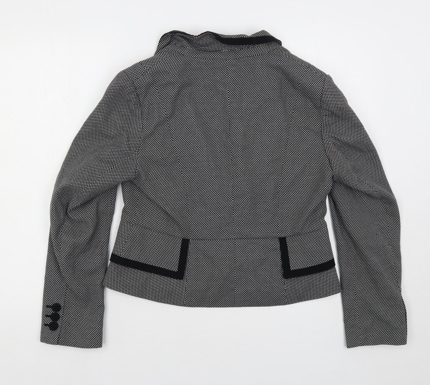 Marks and Spencer Womens Black Geometric Jacket Blazer Size 14 Button