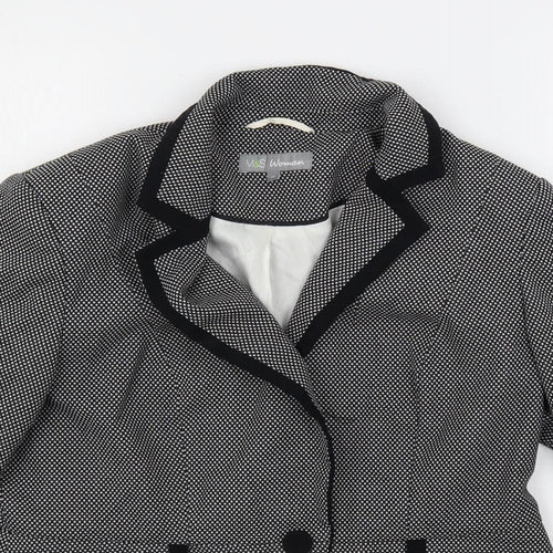Marks and Spencer Womens Black Geometric Jacket Blazer Size 14 Button
