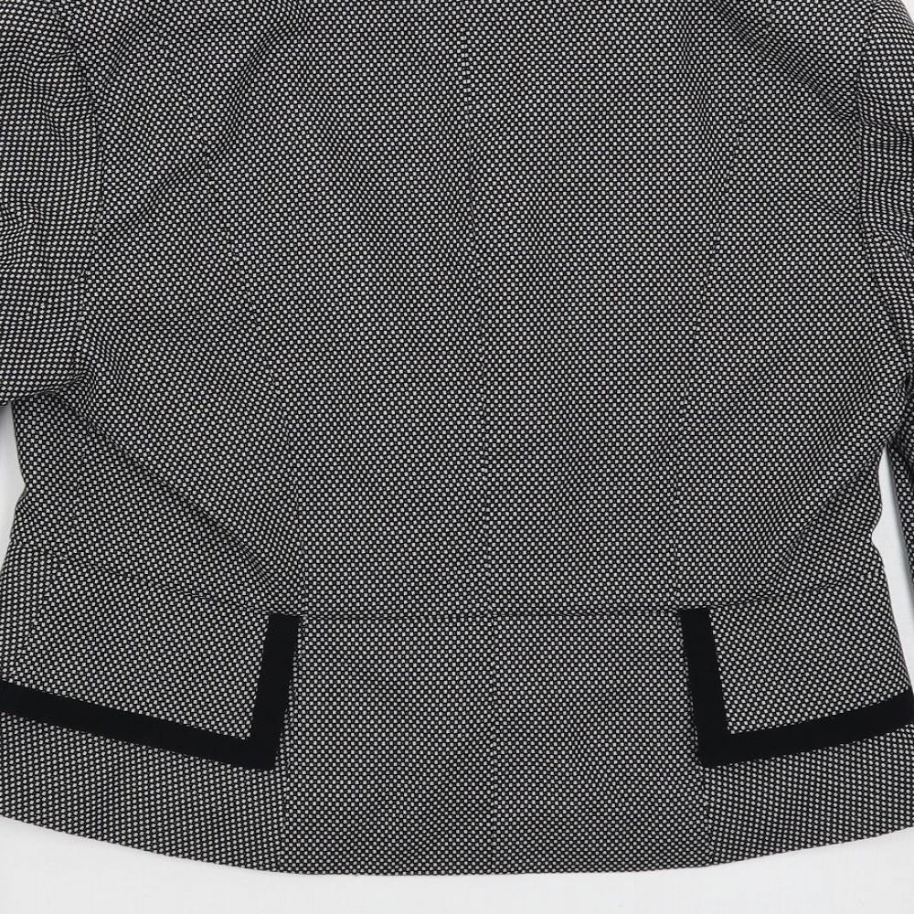 Marks and Spencer Womens Black Geometric Jacket Blazer Size 14 Button