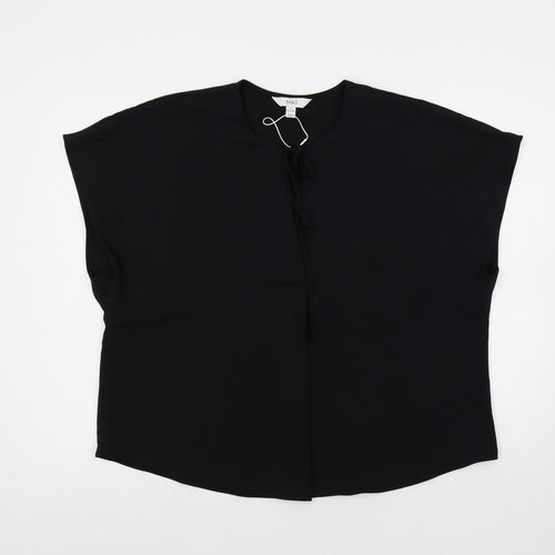 Marks and Spencer Womens Black Polyester Basic Blouse Size 16 Round Neck