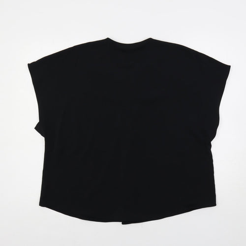 Marks and Spencer Womens Black Polyester Basic Blouse Size 16 Round Neck