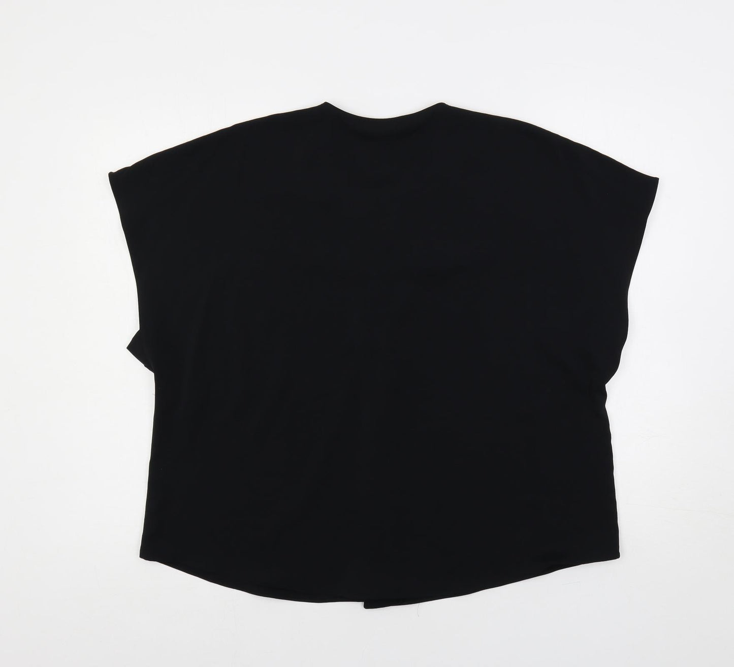 Marks and Spencer Womens Black Polyester Basic Blouse Size 16 Round Neck