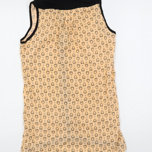 Pussycat London Womens Orange Geometric Viscose Tunic Button-Up Size S Collared