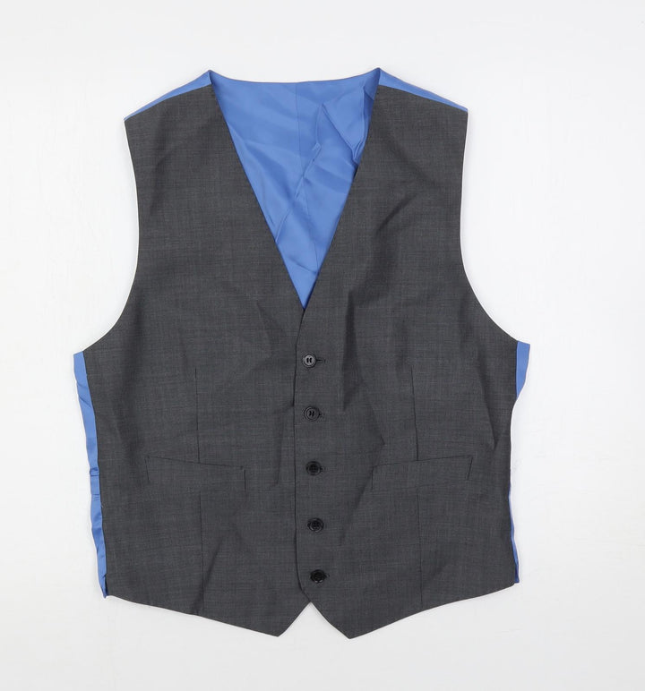 Autograph Mens Grey Wool Jacket Suit Waistcoat Size 38 Regular