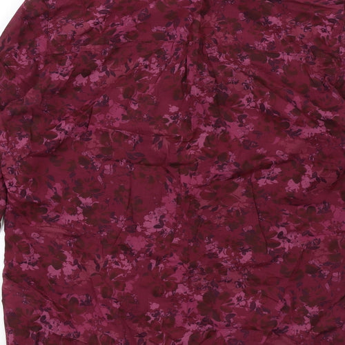 Marks and Spencer Womens Purple Floral Cotton Basic Button-Up Size 8 V-Neck
