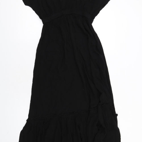 South Beach Womens Black Viscose A-Line Size 8 V-Neck Pullover