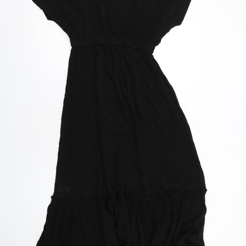 South Beach Womens Black Viscose A-Line Size 8 V-Neck Pullover