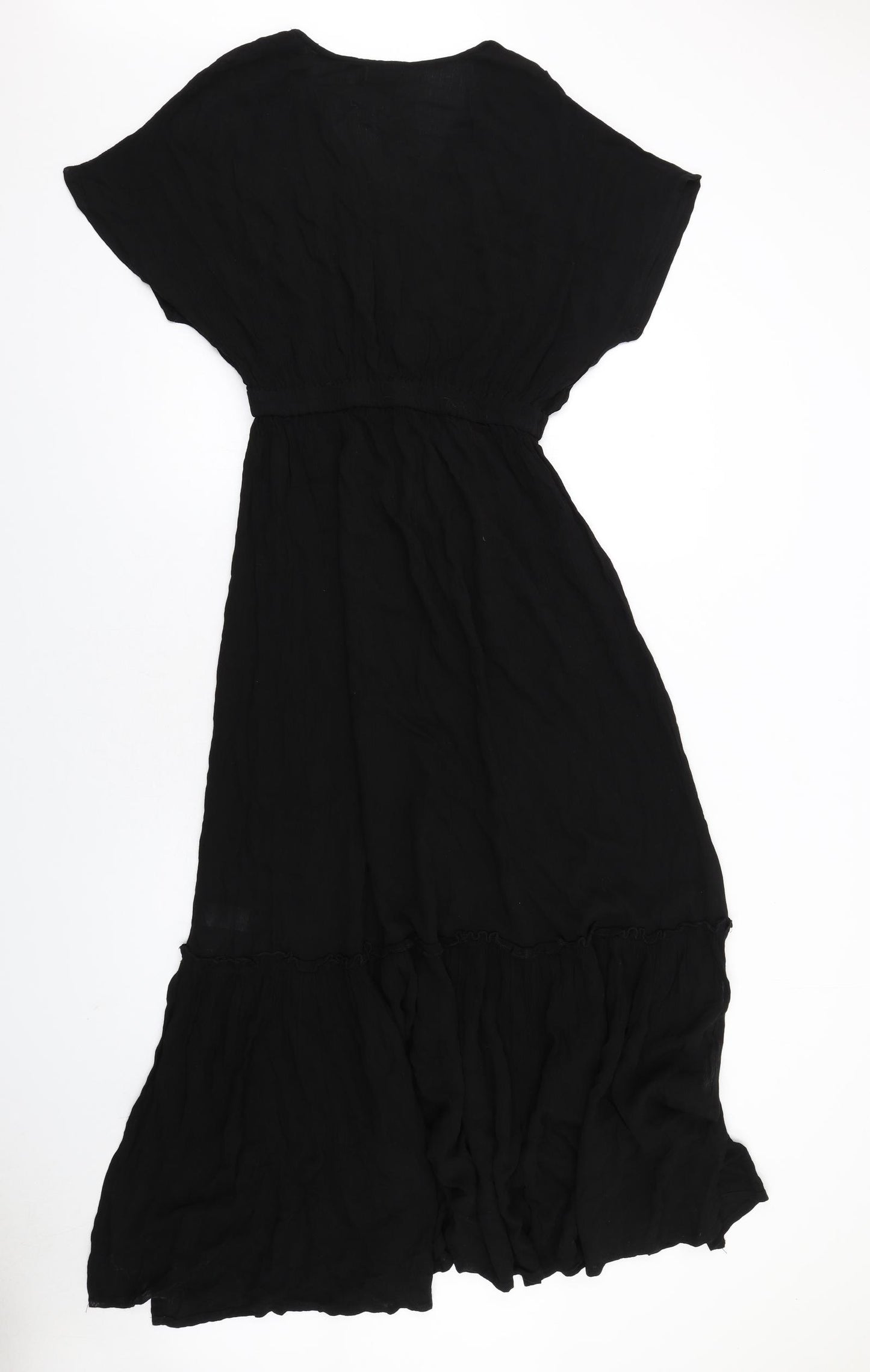 South Beach Womens Black Viscose A-Line Size 8 V-Neck Pullover