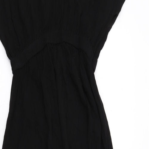 South Beach Womens Black Viscose A-Line Size 8 V-Neck Pullover