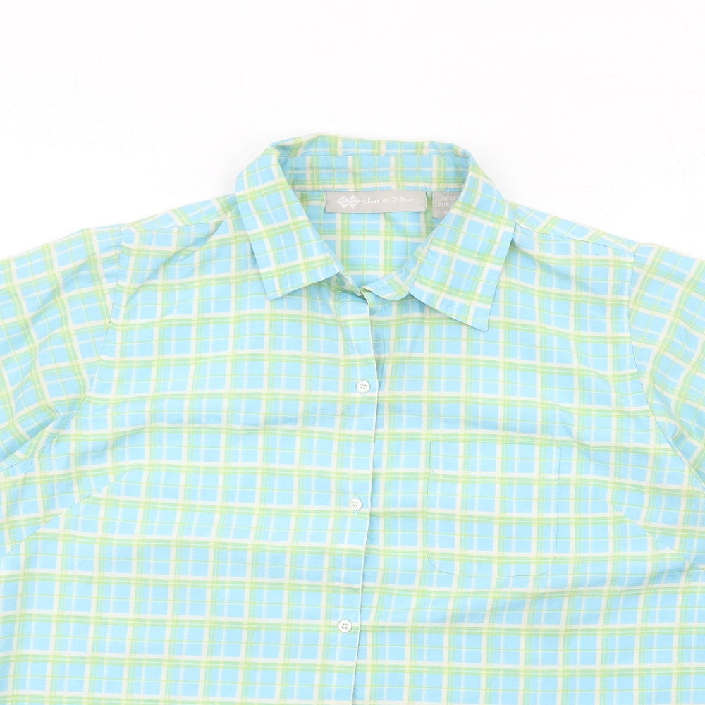 Dare 2B Womens Blue Plaid Polyester Basic Button-Up Size 16 Collared