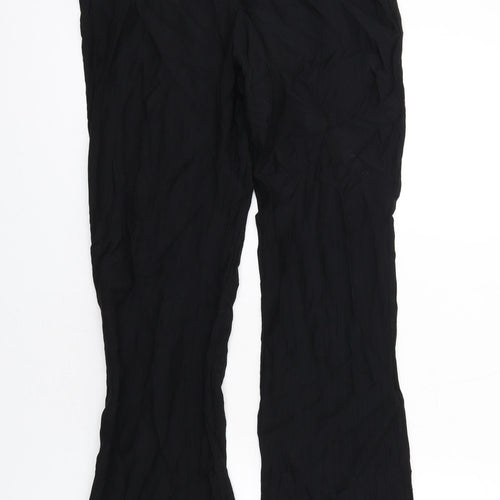 H&M Womens Black Viscose Trousers Size 12 L31 in Regular Zip