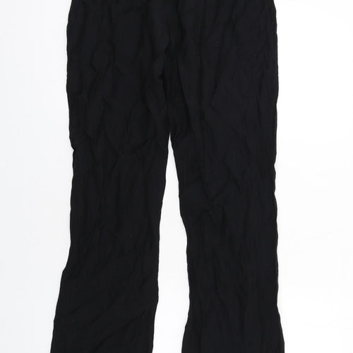 H&M Womens Black Viscose Trousers Size 12 L31 in Regular Zip