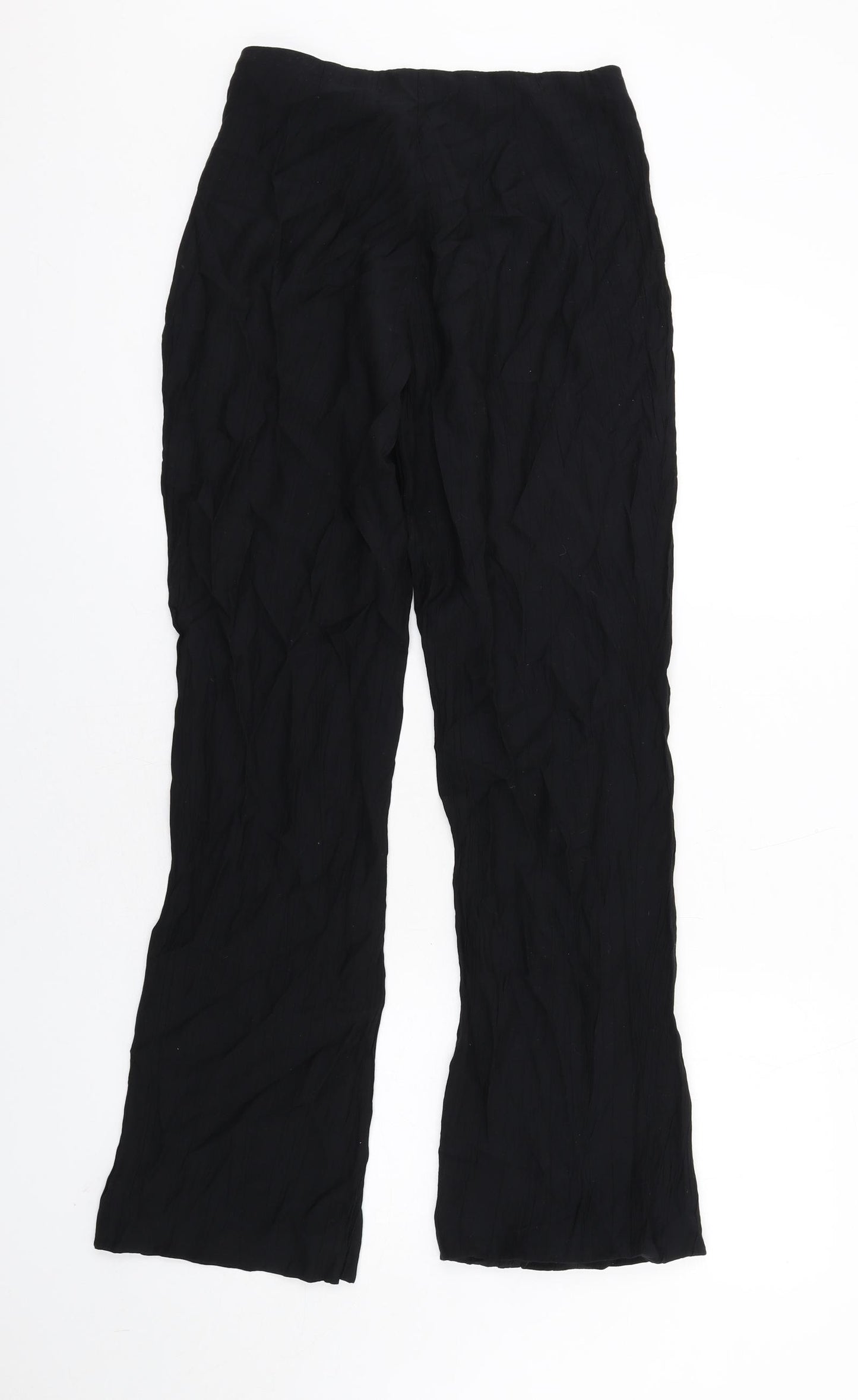 H&M Womens Black Viscose Trousers Size 12 L31 in Regular Zip