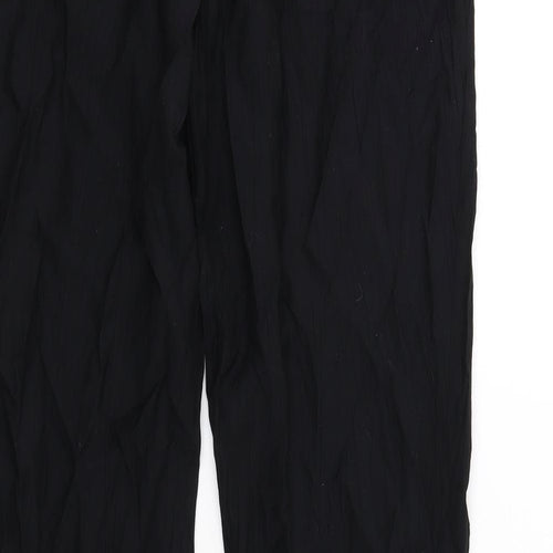 H&M Womens Black Viscose Trousers Size 12 L31 in Regular Zip