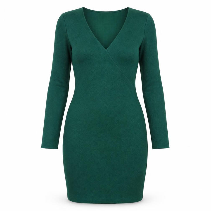 Mango Womens Green Polyester Bodycon Size S V-Neck Pullover