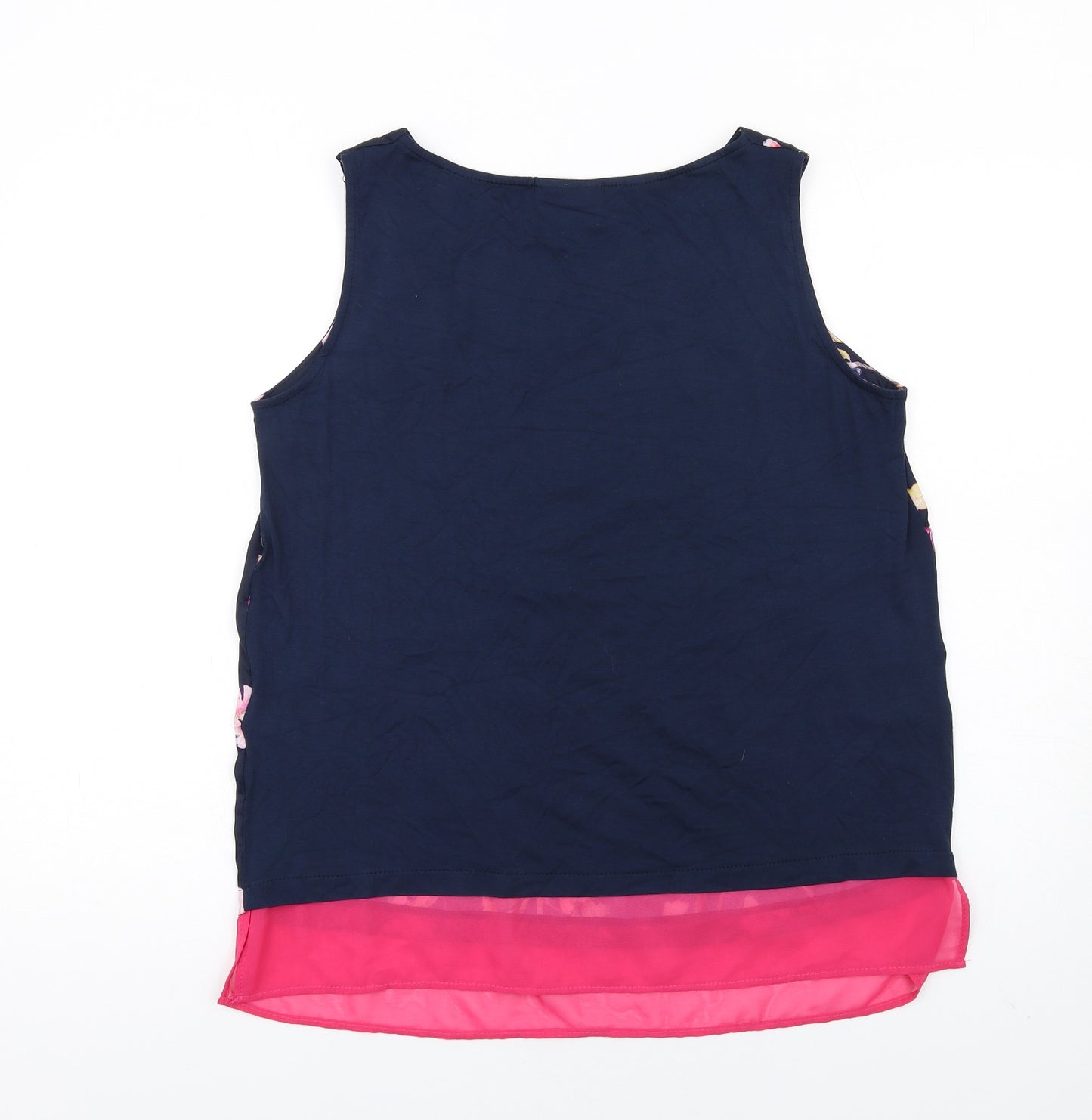 Wallis Womens Blue Floral Polyester Basic Tank Size 14 Round Neck