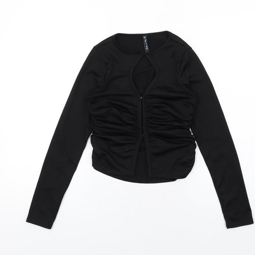 As You Womens Black Polyester Basic Blouse Size 10 Round Neck - Keyhole Neck