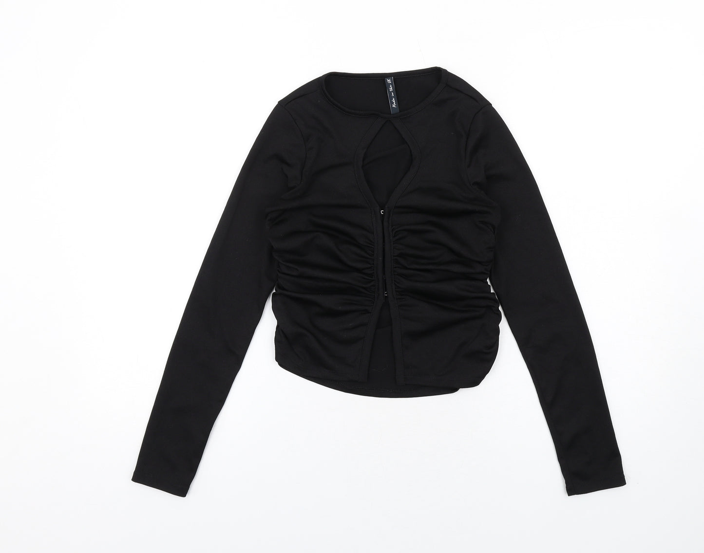 As You Womens Black Polyester Basic Blouse Size 10 Round Neck - Keyhole Neck